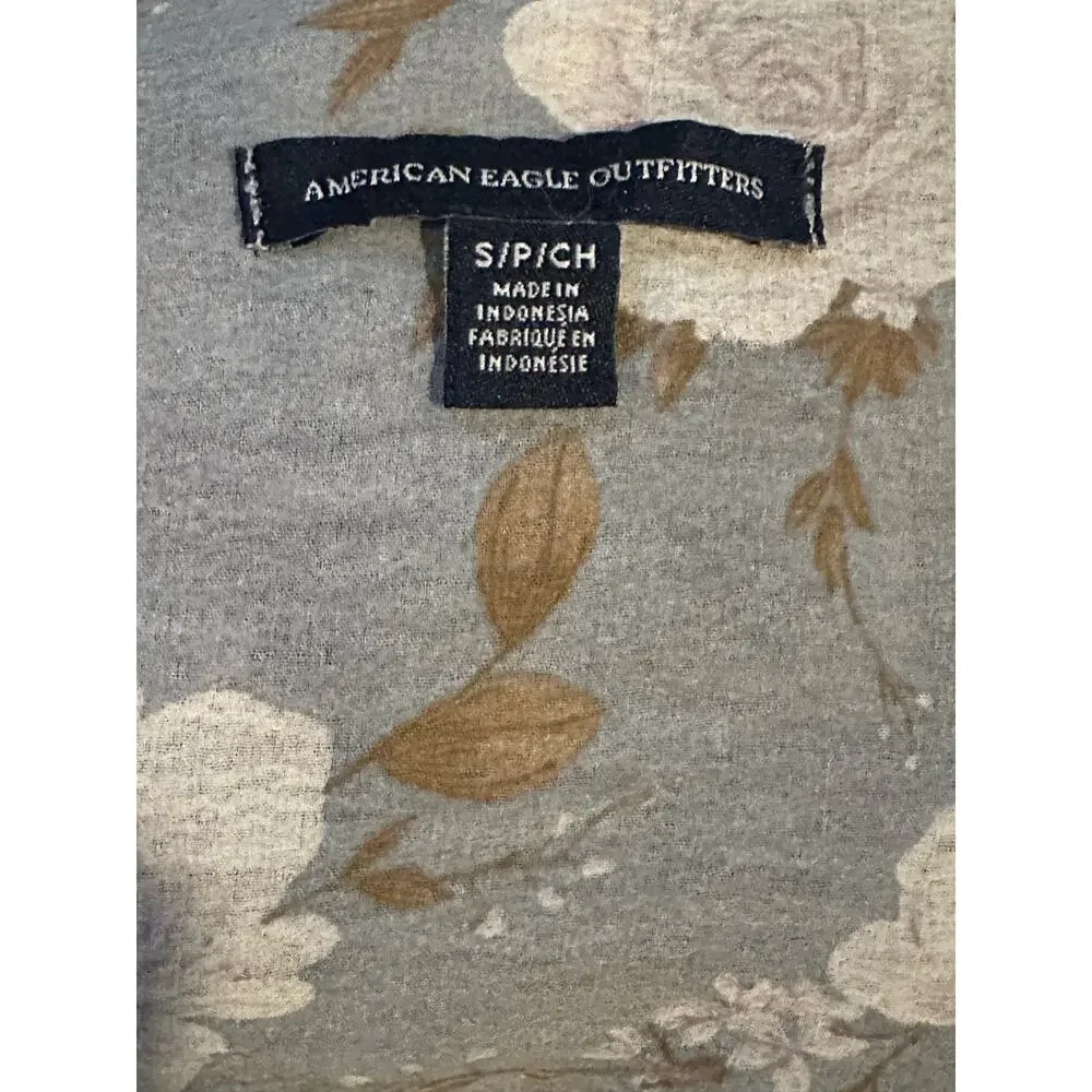 American Eagle Outfitters Small Blue Brown Long Sleeve Top - Picture 4 of 4